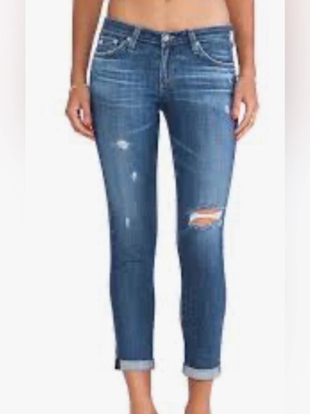 AG Distressed The Stilt  roll up cigarette roll up ankle jeans size 26